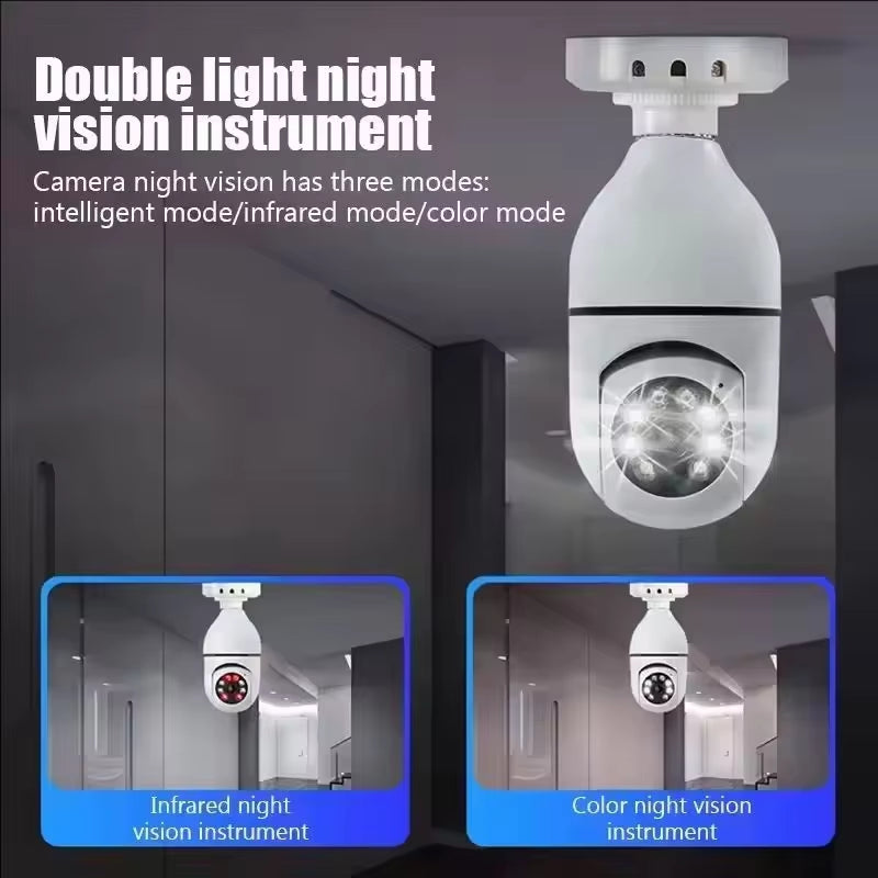 4G Wifi IP Camera E27 Bulb Camera 2MP Wireless Baby Monitor with AI Tracking, Security Video Surveillance, Pet Camera