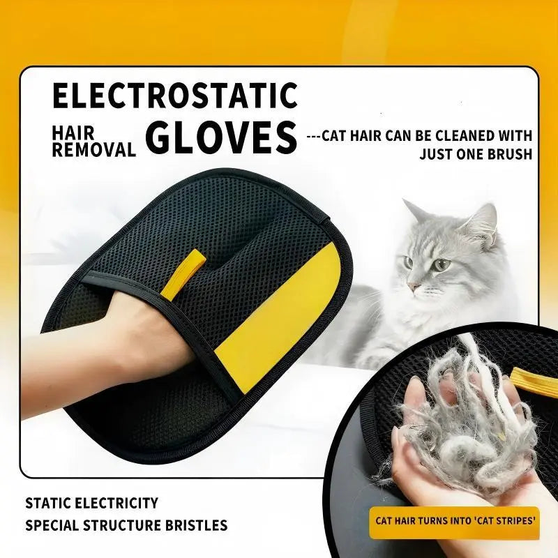 D-Hair Remover Electrostatic Gloves Two-Way Brush Sticky Hair Remover Cat Hair Dog Hair Glover Grooming Removal Cleaning