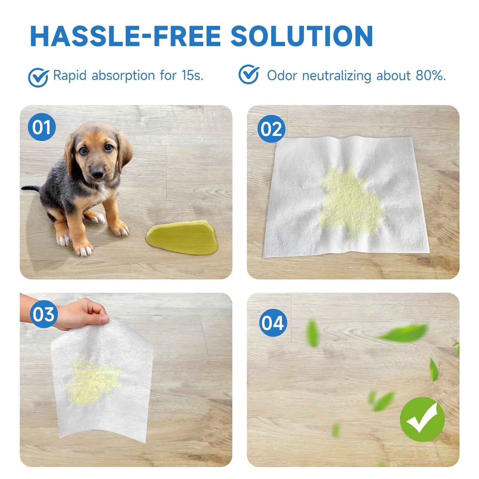 Pet Quick Absorbent Sheets, New Style Dog Pee Pad, 12"X10" for Urine and Pet Stain & Odor Remover