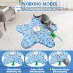 Interactive Unpredicatable Moving Feather Hunting Cat Toy , Hide and Seek Rechargeable Cat Toy for Bored Cat,Automatic Chargeable，Indoor Exercise & Boredom Relief for All Breeds Cats , Essential for Petlovers