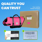 Rip Stop Dog Life Vest, Swimming Vest with Handle, Buoyancy for Doggy Puppy, Dog Life Jacket for Swimming & Boating, M, Pink