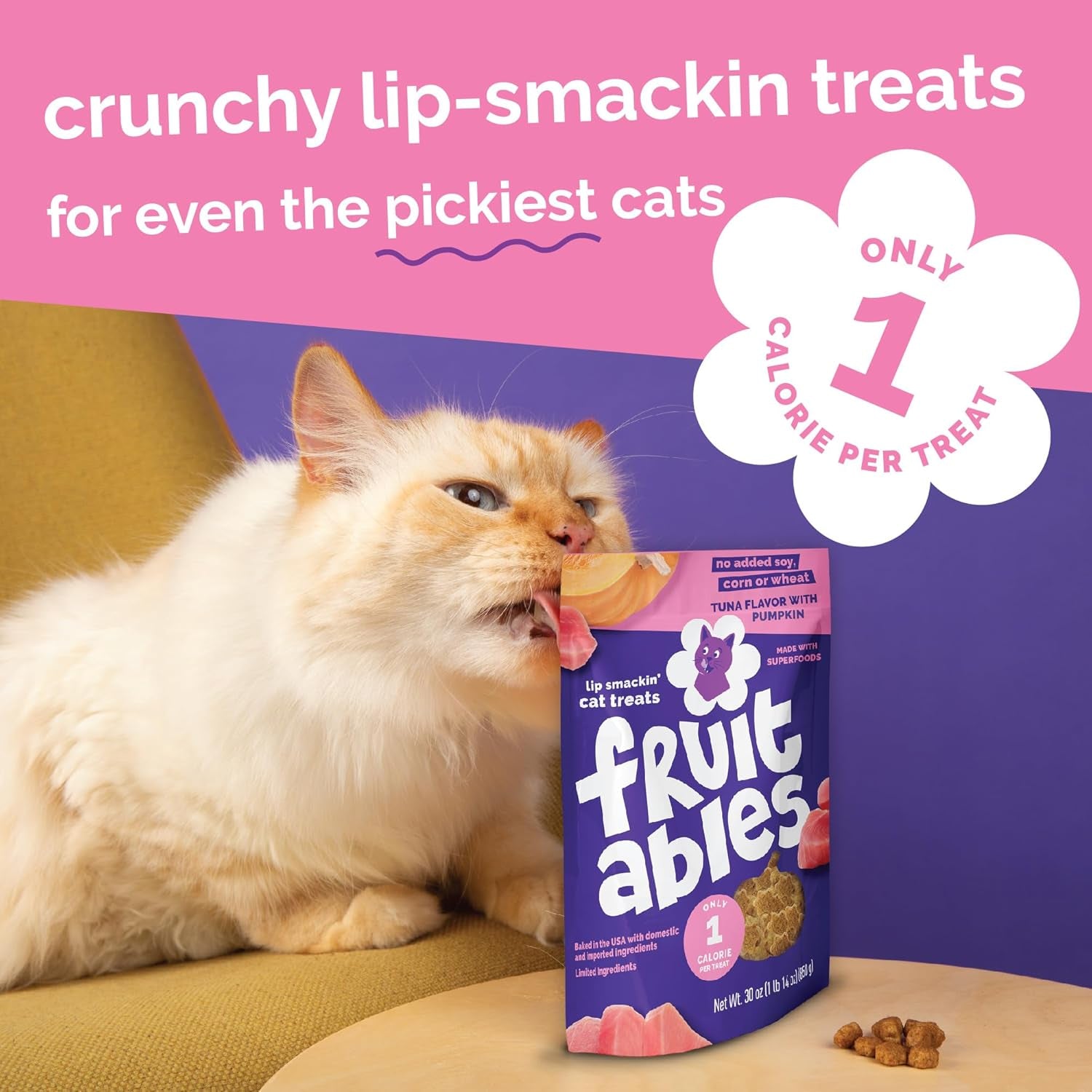 Cat Treats, Healthy Treats for Cats, Low Calorie and Packed with Protein, Crunchy Biscuits, No Wheat, Corn or Soy, Made with Real Tuna and Pumpkin, 2.5Oz