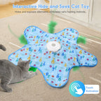 Interactive Unpredicatable Moving Feather Hunting Cat Toy , Hide and Seek Rechargeable Cat Toy for Bored Cat,Automatic Chargeable，Indoor Exercise & Boredom Relief for All Breeds Cats , Essential for Petlovers