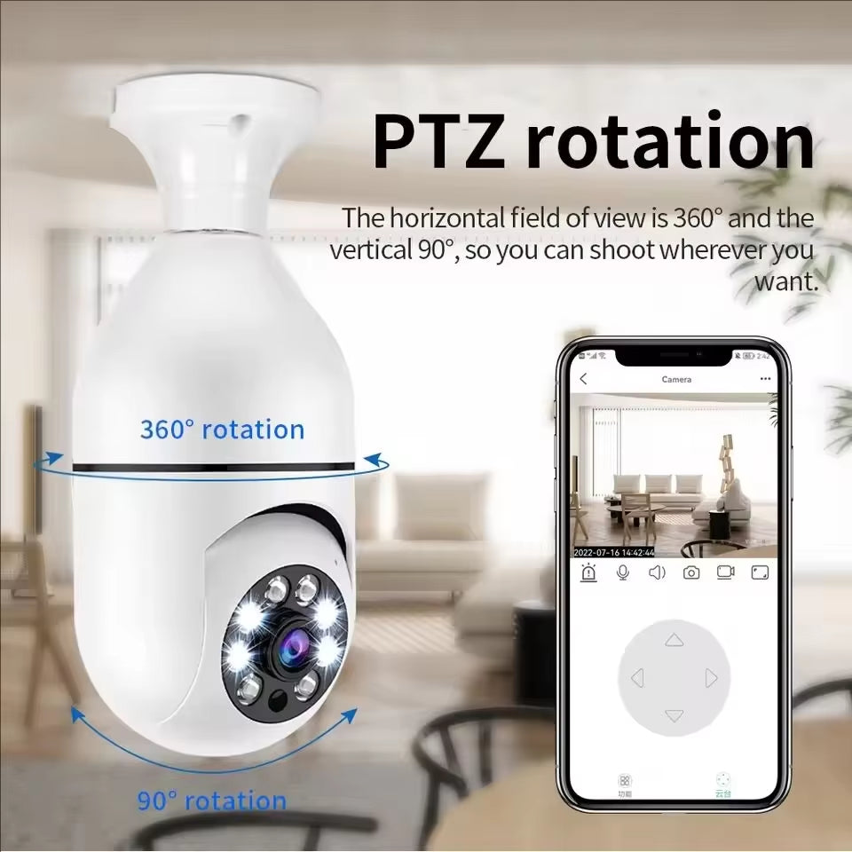 4G Wifi IP Camera E27 Bulb Camera 2MP Wireless Baby Monitor with AI Tracking, Security Video Surveillance, Pet Camera