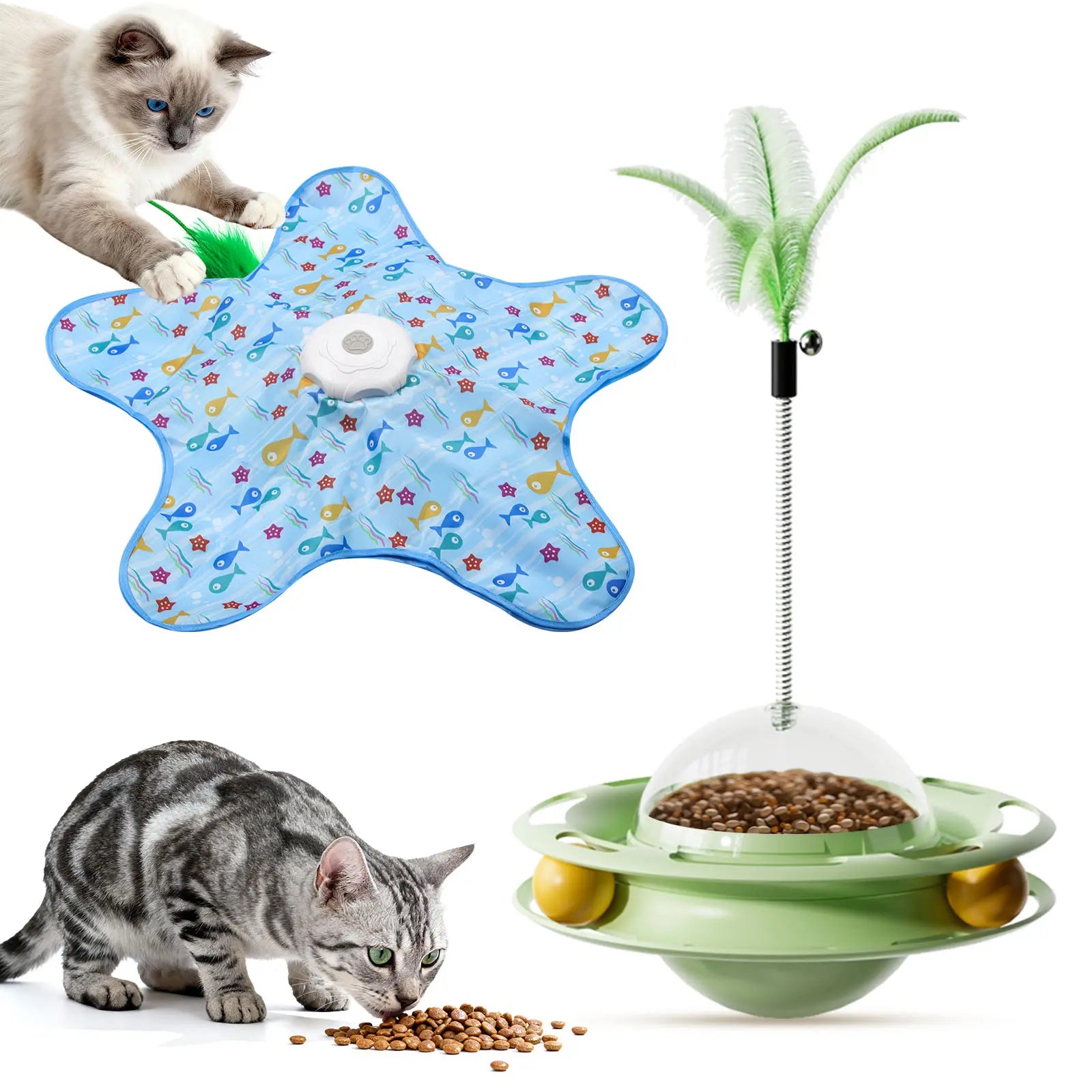 Interactive Unpredicatable Moving Feather Hunting Cat Toy , Hide and Seek Rechargeable Cat Toy for Bored Cat,Automatic Chargeable，Indoor Exercise & Boredom Relief for All Breeds Cats , Essential for Petlovers