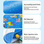 Non-Slip Splash Pad for Kids & Dog, 67'' Blue Water Play Mat for Outdoor Lawn Games, with Animals and Letters from a to Z